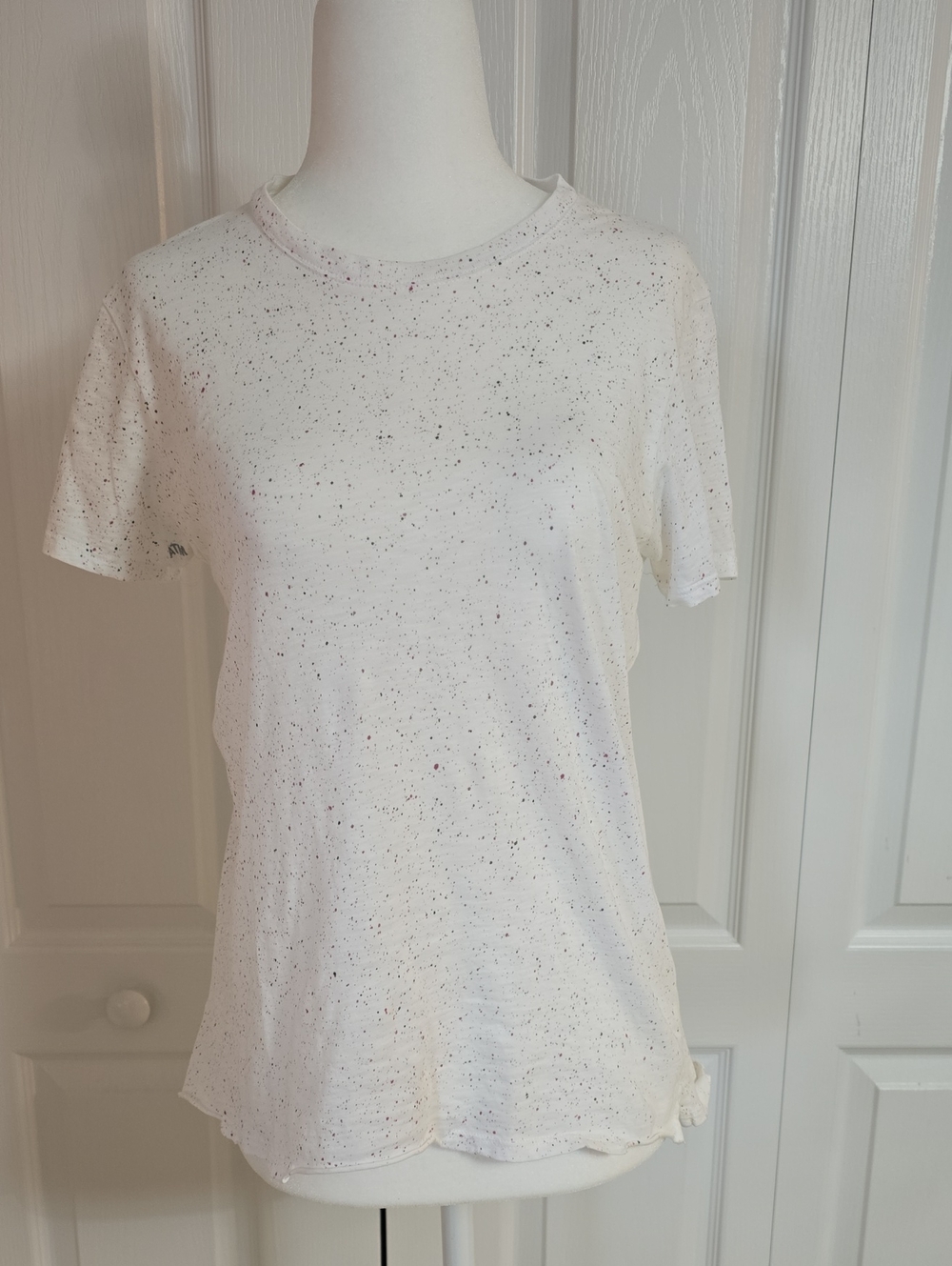ATM Anthony Thomas Melillo White Speckled Short Sleeve Tee